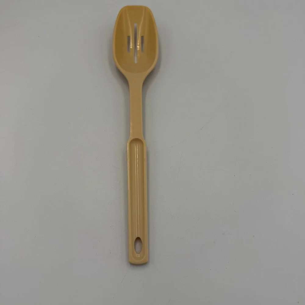 Lustro Ware Vintage Slotted Spoon Plastic Tan Harvest Kitchen Utensil 11.75
